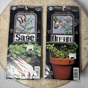 New NMI Needlemagic Oregano & Sage Plant Poke Cross Stitch Kit Herb Label Marker